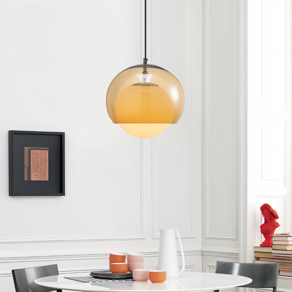 AmberDuo – Lampada a sospensione in vetro retro in stile Bauhaus