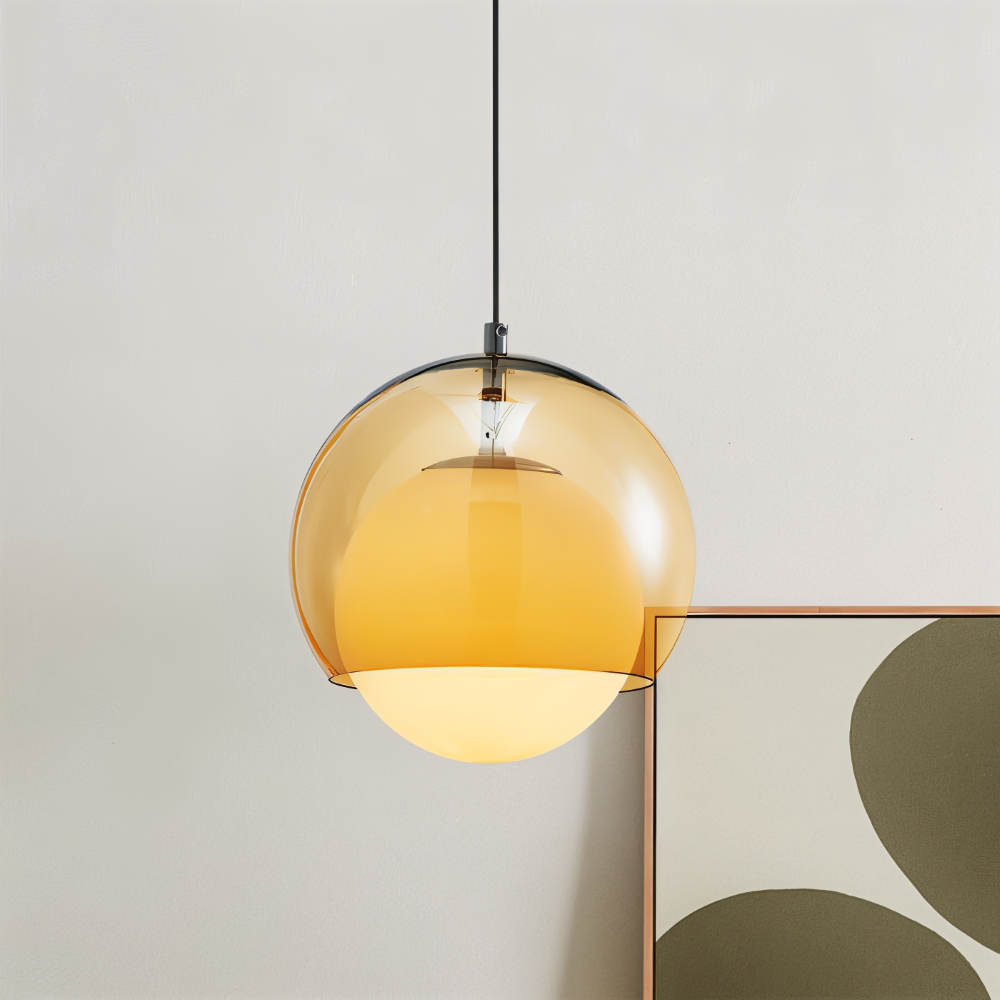 AmberDuo – Lampada a sospensione in vetro retro in stile Bauhaus