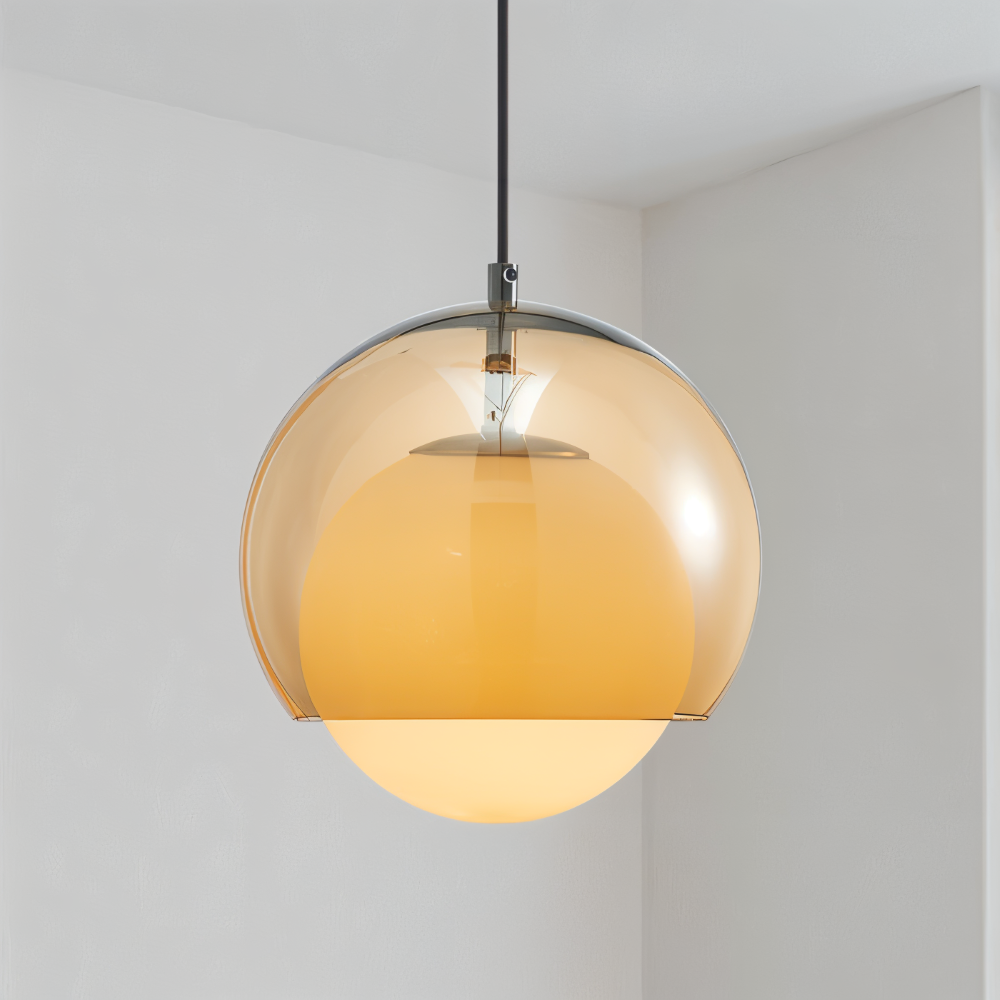 AmberDuo – Lampada a sospensione in vetro retro in stile Bauhaus