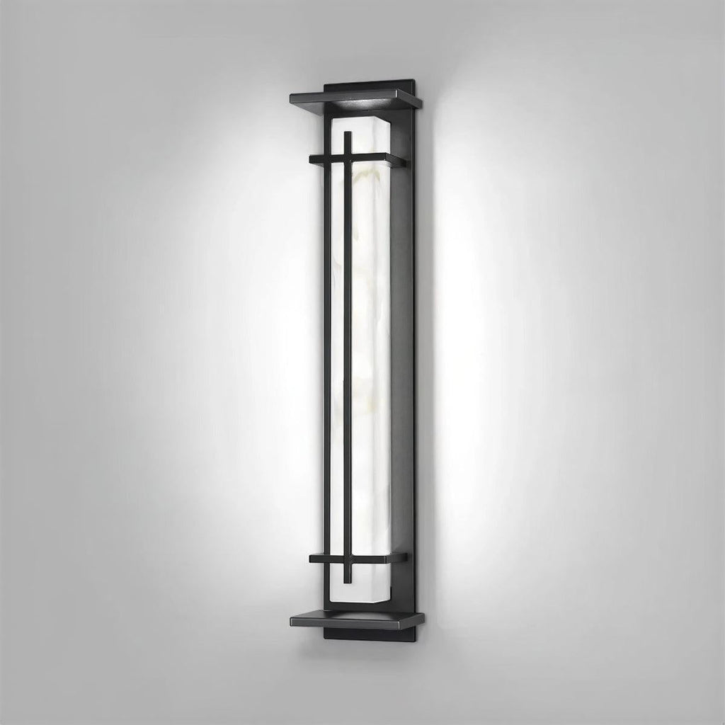 Applique da Esterno in Alabastro con Design a Gabbia Verticale