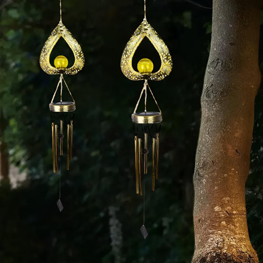 Campanella a Vento in Ferro a Cuore Solare per Decorazione da Giardino