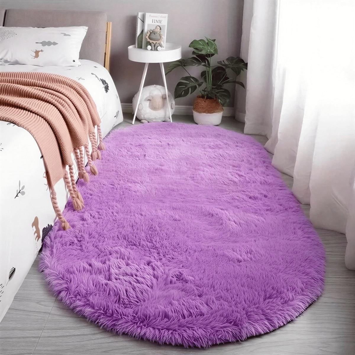 Tappeto in Peluche a Forma Ovale con Retro Antiscivolo