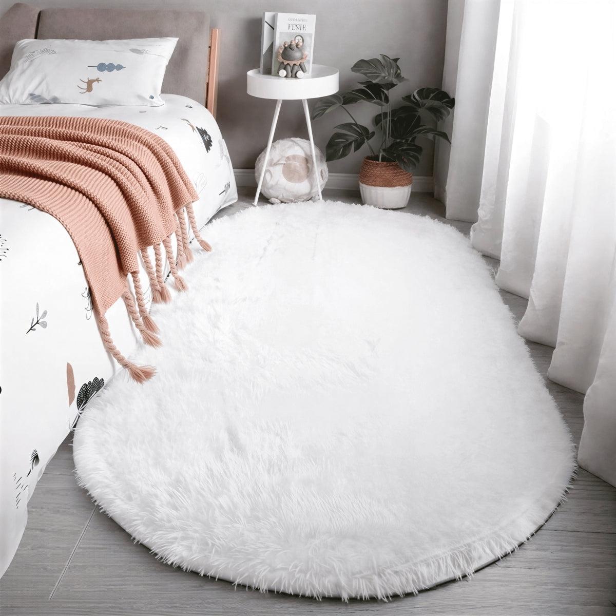 Tappeto in Peluche a Forma Ovale con Retro Antiscivolo