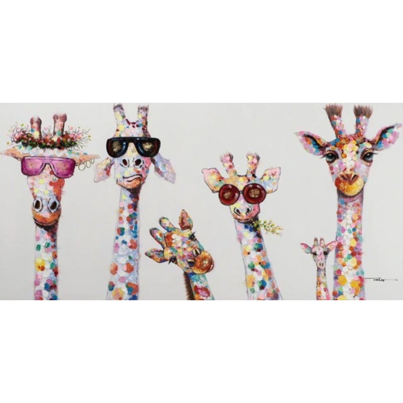 Cartoni Animati - Giraffe - Arte Murale su Tela
