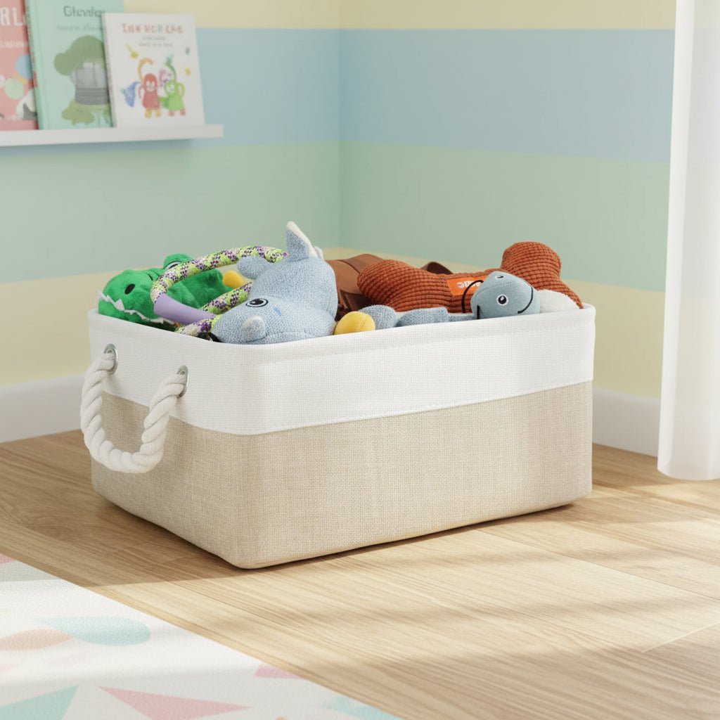 CLEANLIN – Cesto di stoccaggio ecologico in tessuto di lino per camera da letto e soggiorno