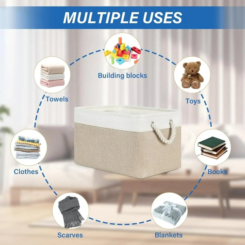 CLEANLIN – Cesto di stoccaggio ecologico in tessuto di lino per camera da letto e soggiorno
