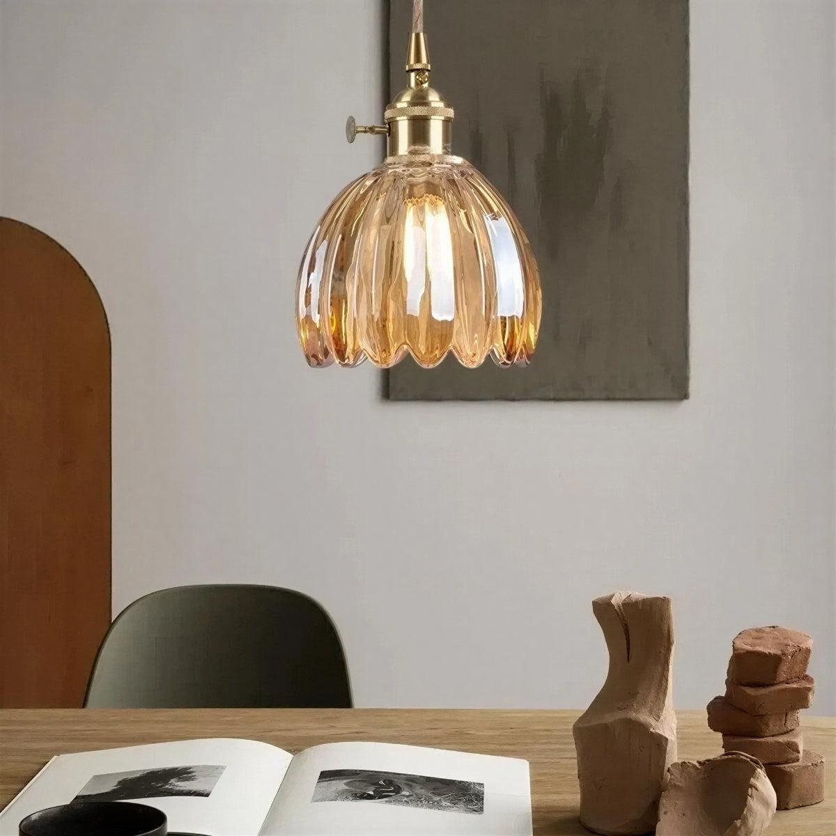 Lampada a Sospensione con Paralume Floreale Vintage e Luce Ambientale