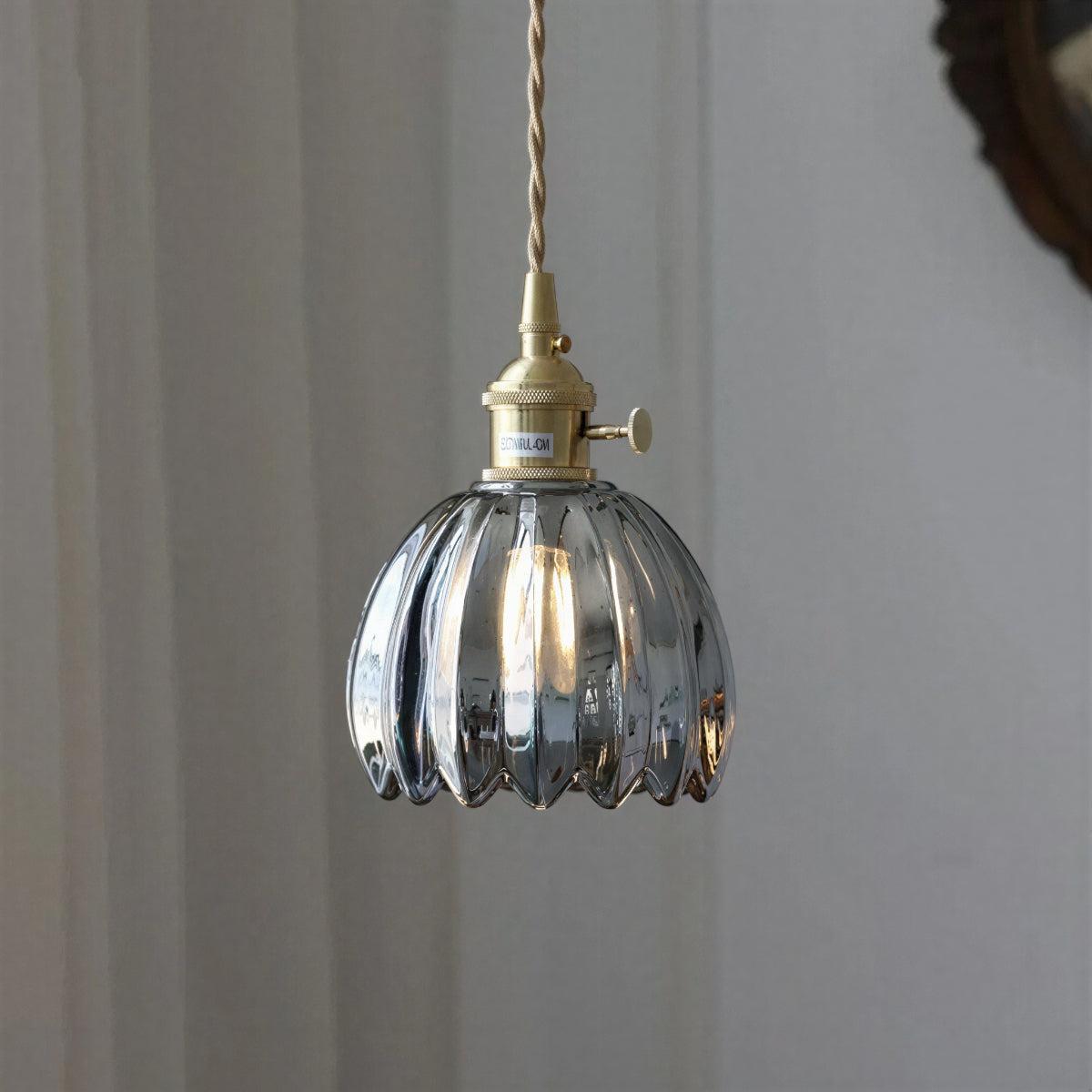 Lampada a Sospensione con Paralume Floreale Vintage e Luce Ambientale