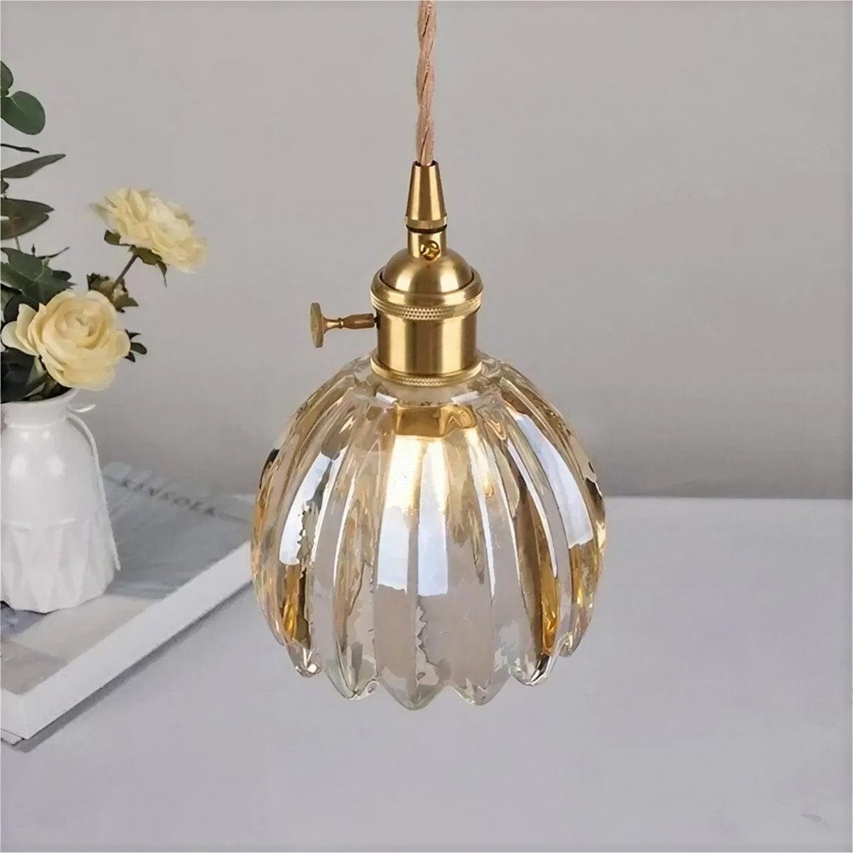 Lampada a Sospensione con Paralume Floreale Vintage e Luce Ambientale