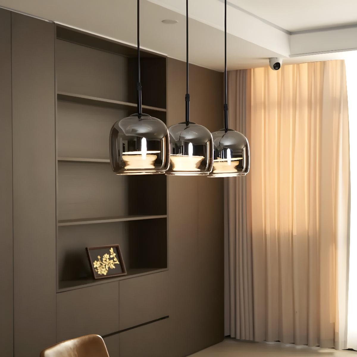 Lampada a Sospensione per Isola Cucina con Ombra Nera Artistica Moderna