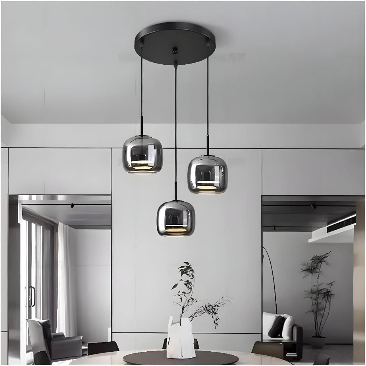 Lampada a Sospensione per Isola Cucina con Ombra Nera Artistica Moderna