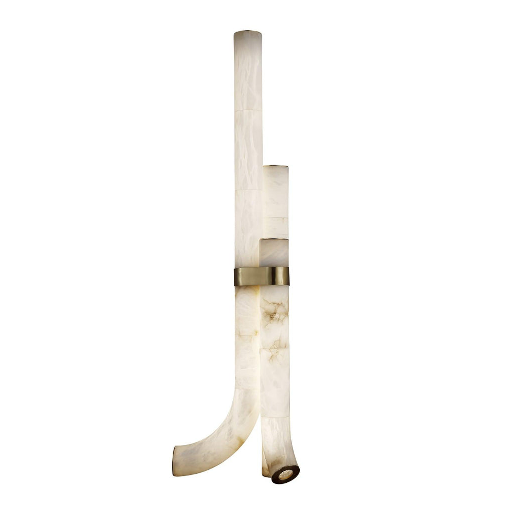 Lampada da Terra in Pietra con Pannelli di Alabastro Alti