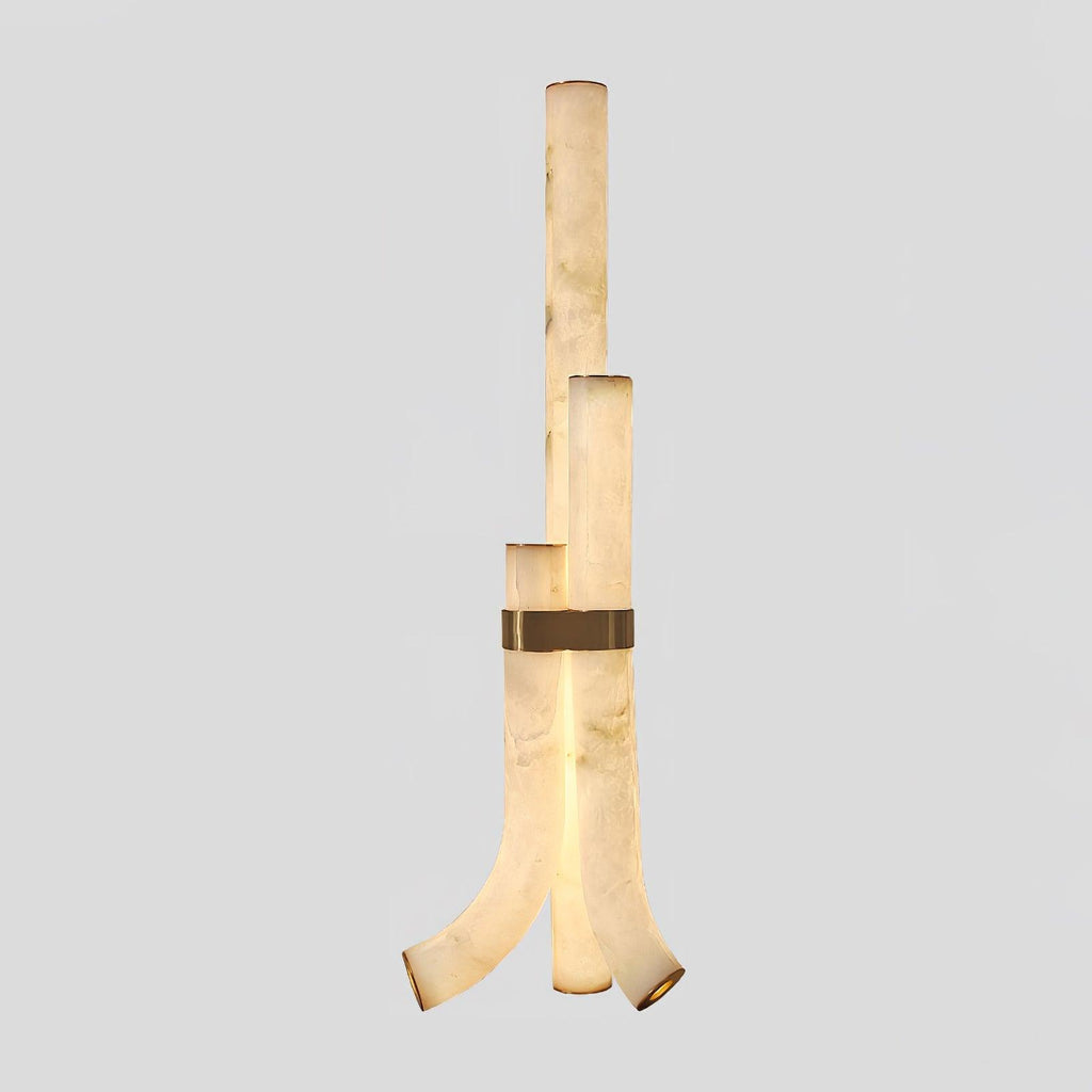 Lampada da Terra in Pietra con Pannelli di Alabastro Alti