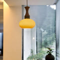 Lampada a Sospensione Plug-In con Paralume in Vetro Marrone per Sala da Pranzo