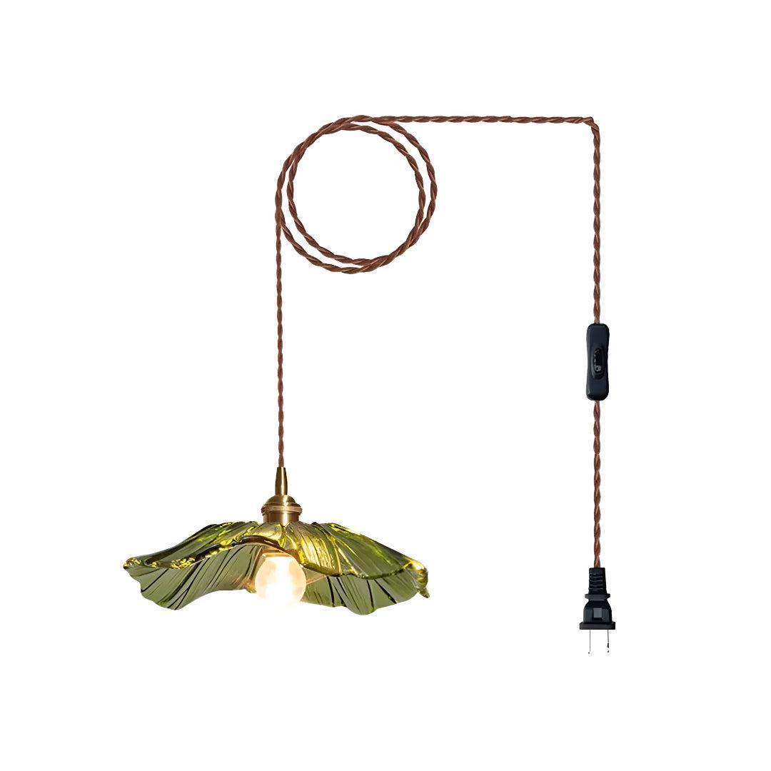 Lampada a Sospensione Plug In con Design in Vetro a Forma di Fiore