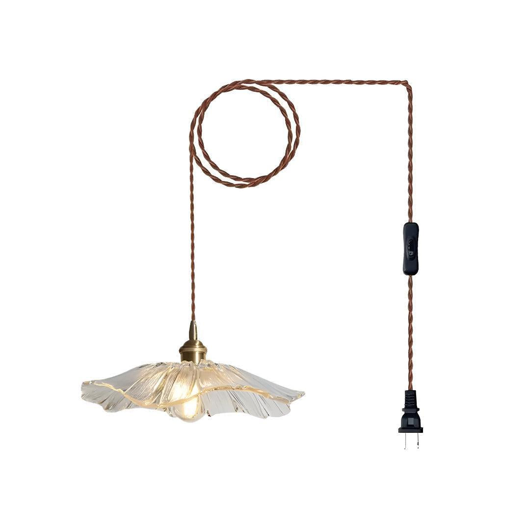 Lampada a Sospensione Plug In con Design in Vetro a Forma di Fiore