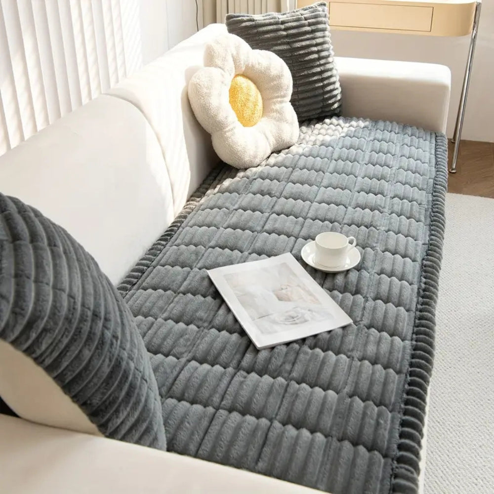 Copertura per Divano con Bordo Pieghettato in Pile