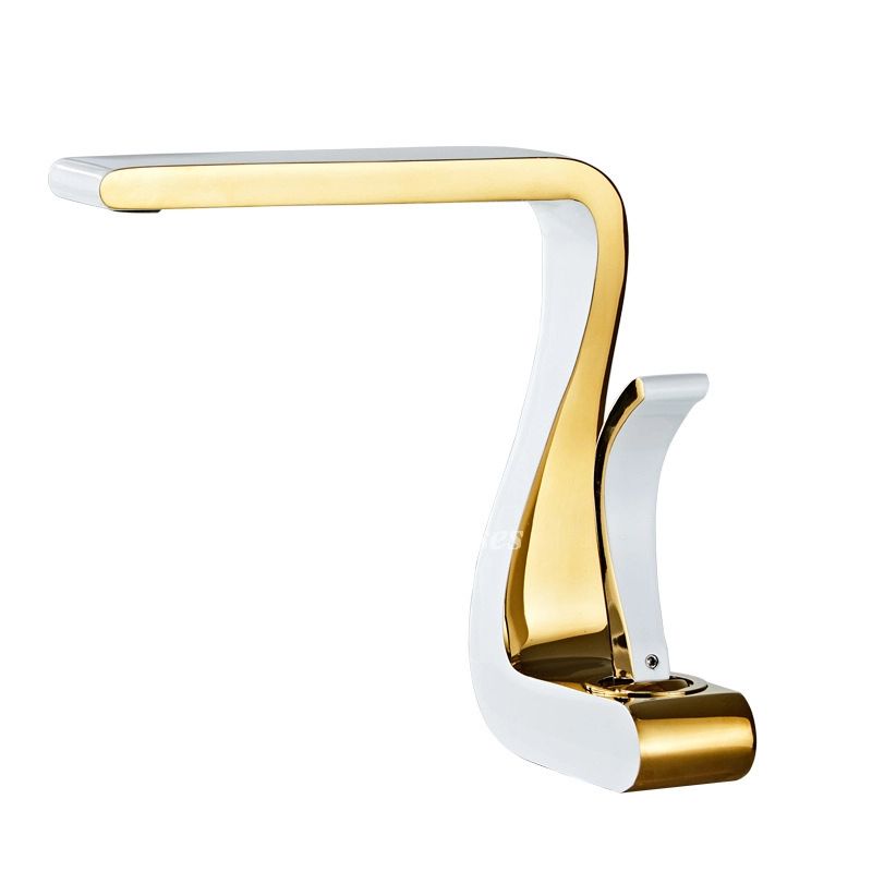 Rubinetti per lavabo da bagno in oro lucido, monocomando, in ottone, bianchi, moderni, a foro singolo
