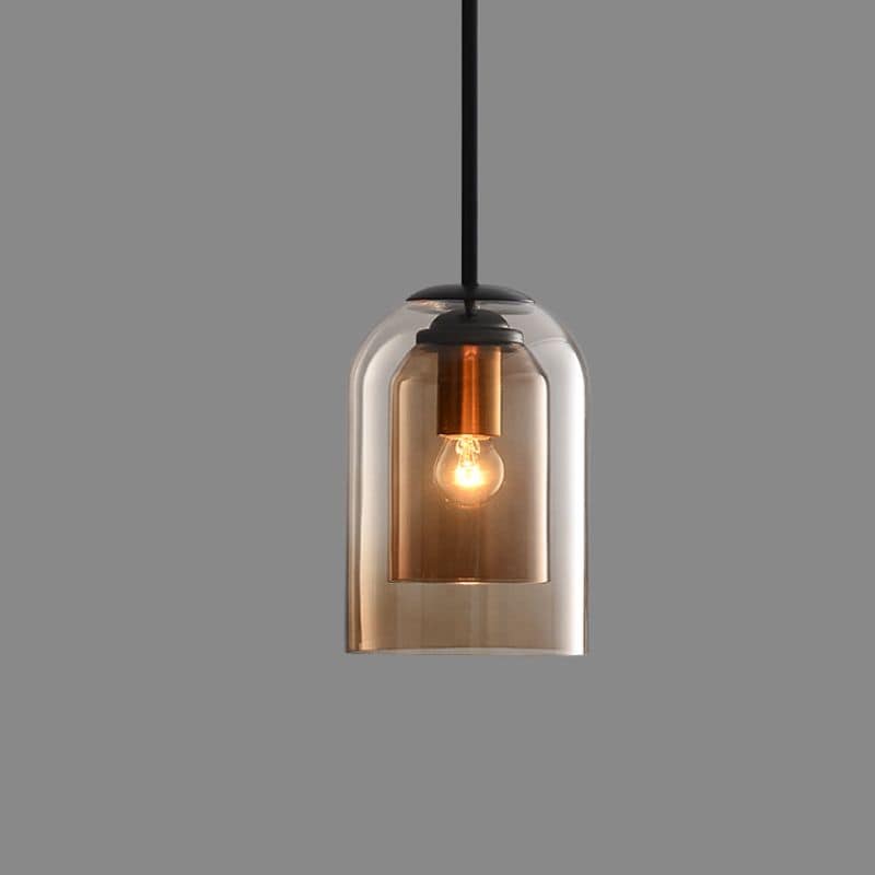 Lampada a Sospensione Mica Mid-Century – Ombrello in Vetro Doppio con Finiture in Ferro