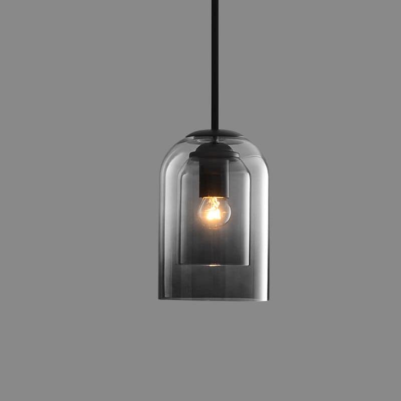 Lampada a Sospensione Mica Mid-Century – Ombrello in Vetro Doppio con Finiture in Ferro