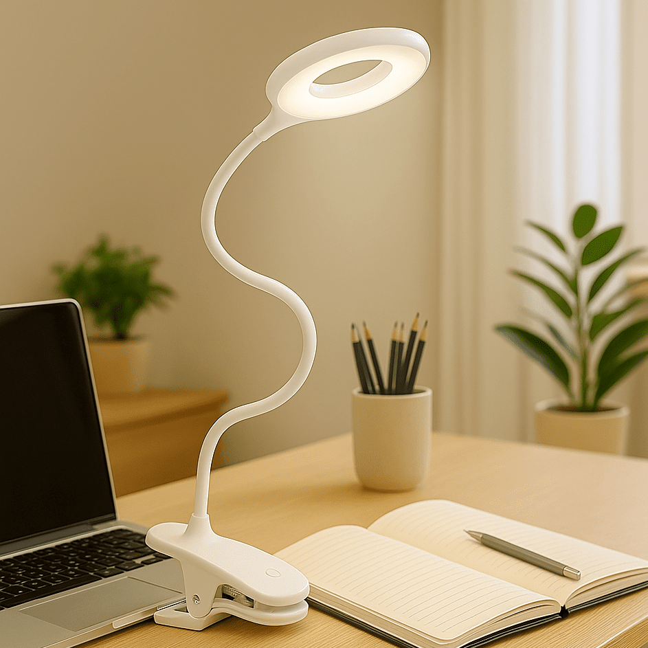 LUMICLIP – Lampada da lettura LED USB con clip, funzione dimmer e collo regolabile