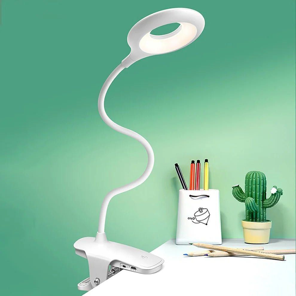 LUMICLIP – Lampada da lettura LED USB con clip, funzione dimmer e collo regolabile