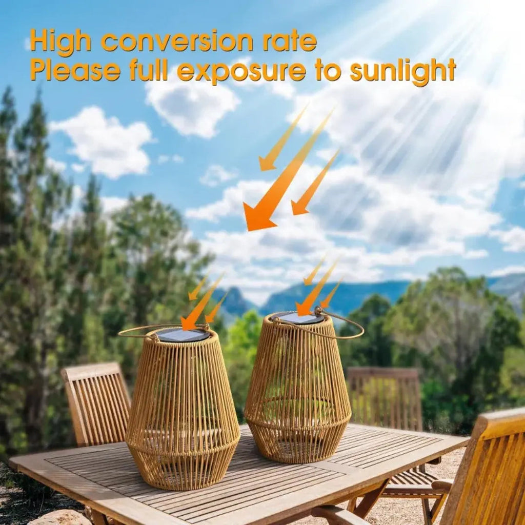 Lanterna Solare in Rattan | Luce LED Calda, automatica | Impermeabile | SolaraWeave