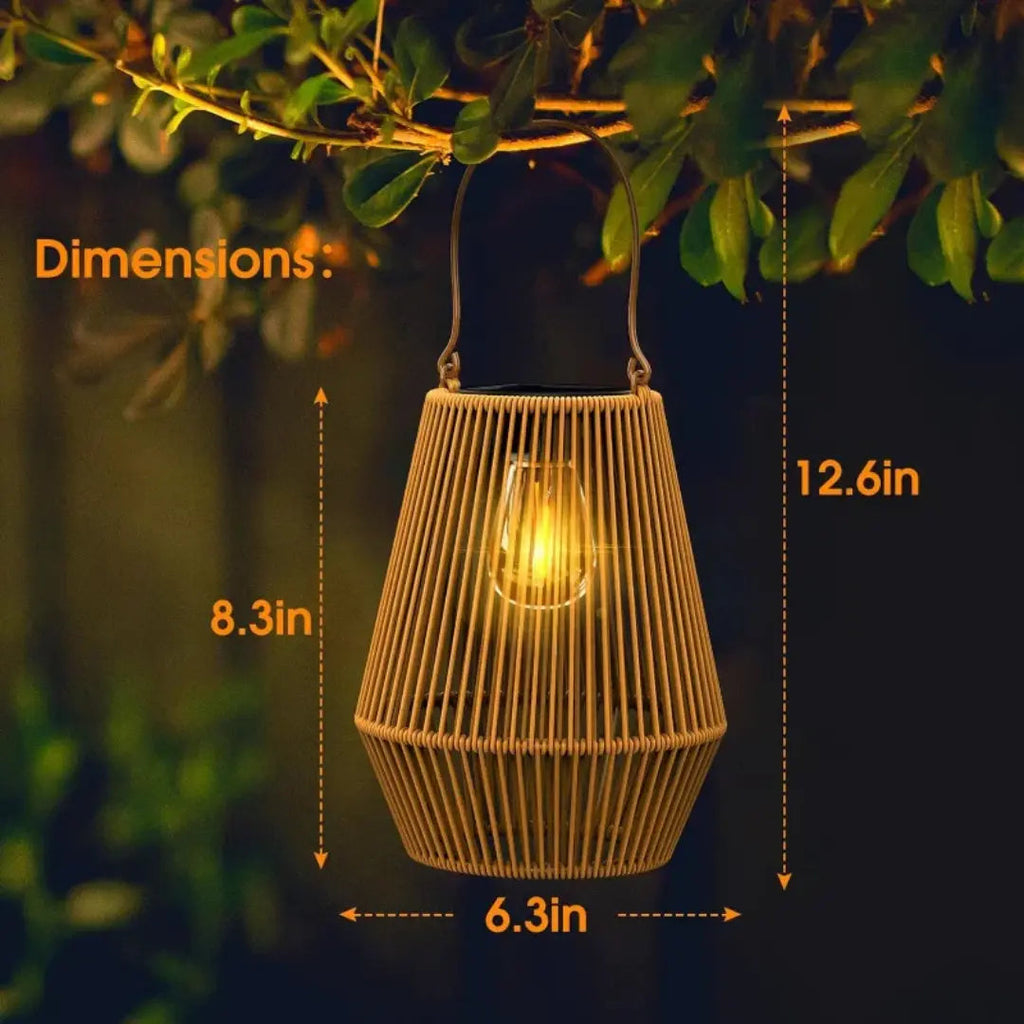 Lanterna Solare in Rattan | Luce LED Calda, automatica | Impermeabile | SolaraWeave