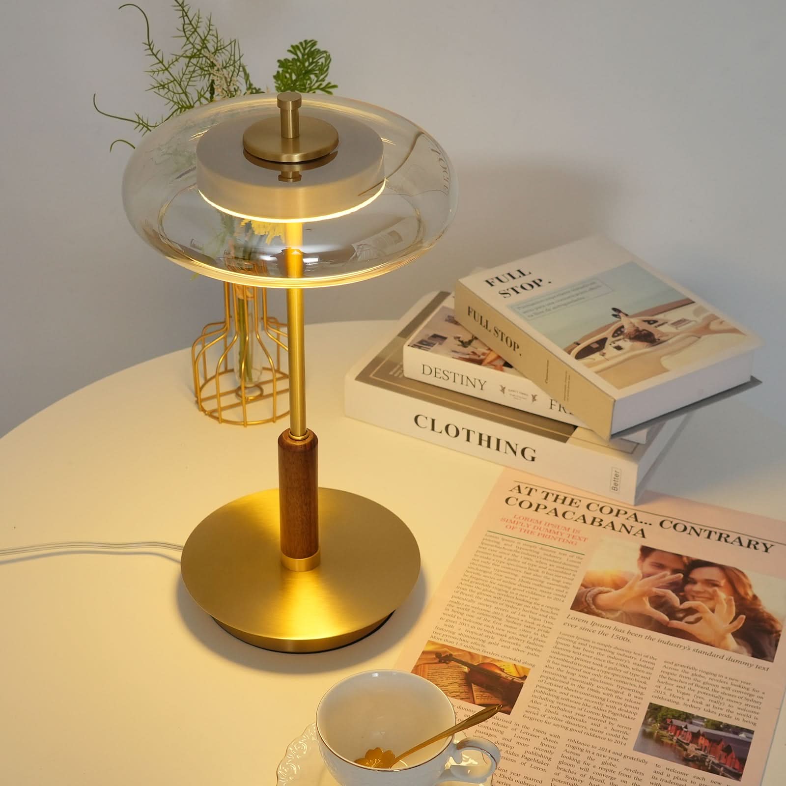 Lampada da Tavolo LED Classica con Vetro e Metallo