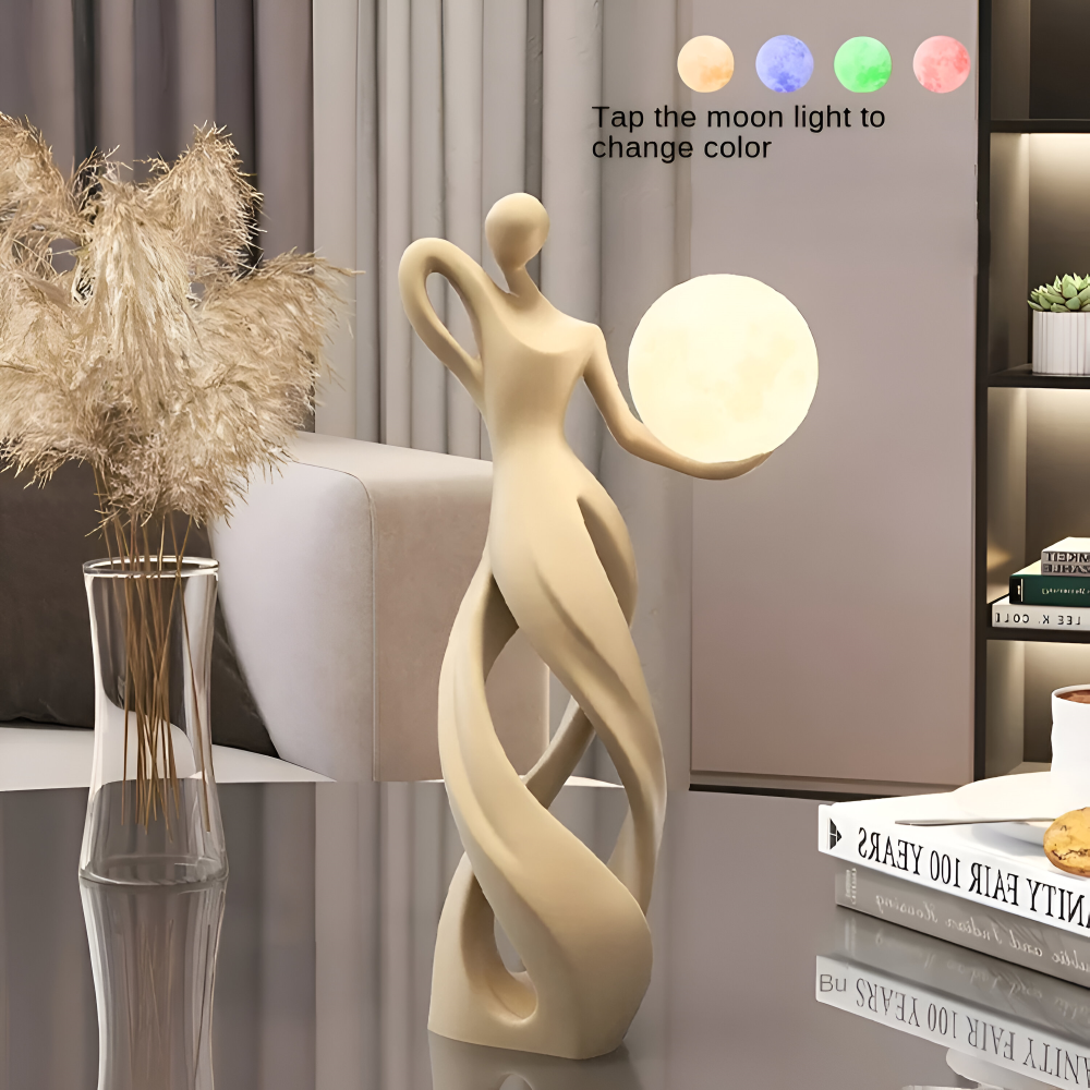 GlowMuse Flicka – Scultura Astratta Illuminata in Design Moderno in Resina