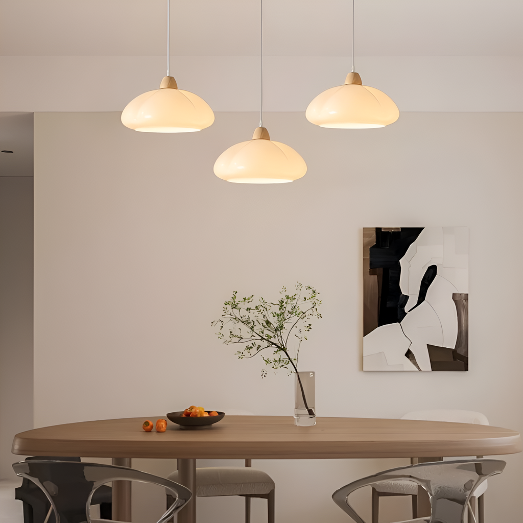 PumpaLuxe – Lampadario Retro in Vetro e Legno con Fascino Nordico