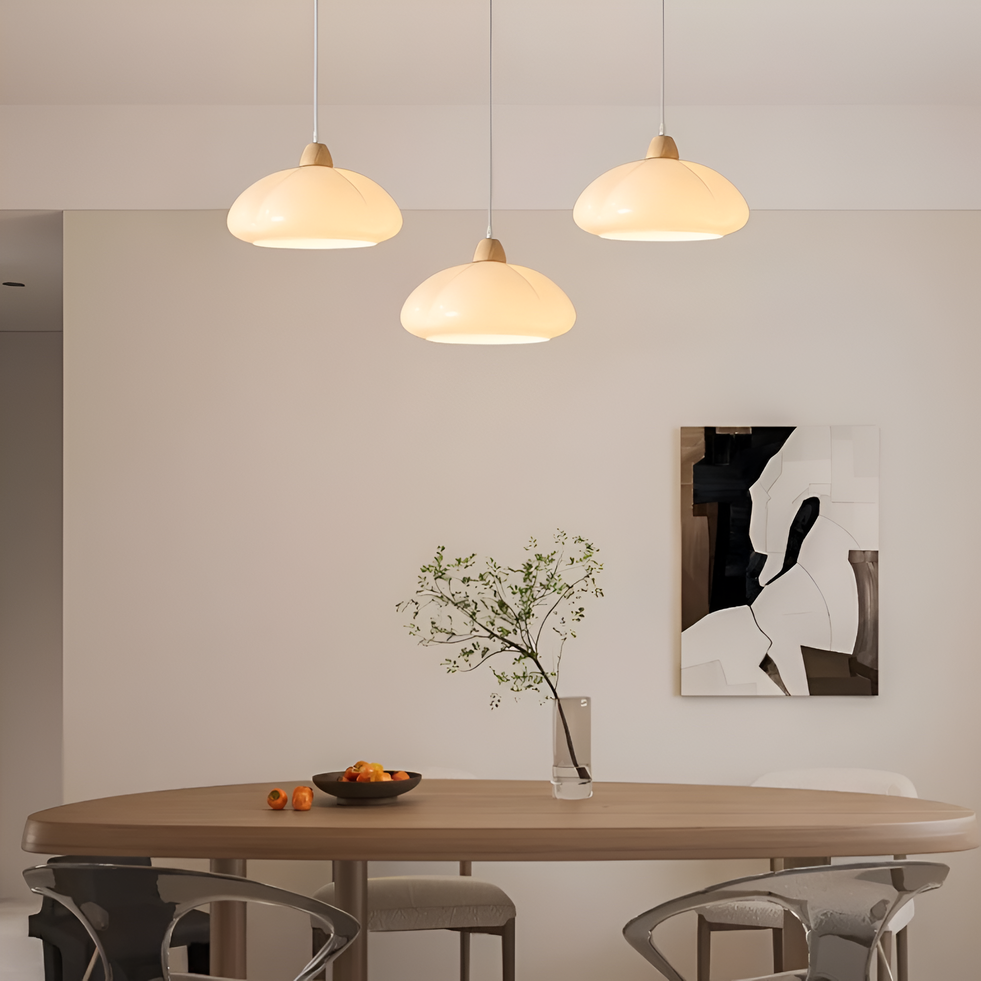PumpaLuxe – Lampadario Retro in Vetro e Legno con Fascino Nordico