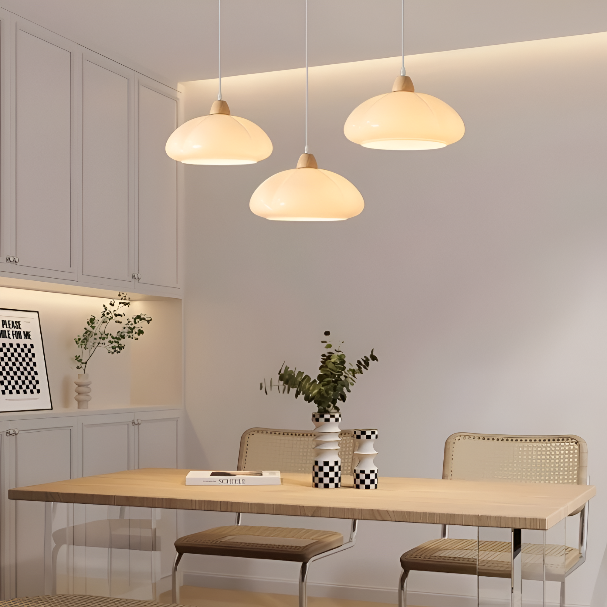 PumpaLuxe – Lampadario Retro in Vetro e Legno con Fascino Nordico