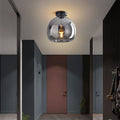 Noraya | Moderno Lampadario in Vetro e Rame con Attacco E27 per Illuminazione di Corridoi e Camere da Letto
