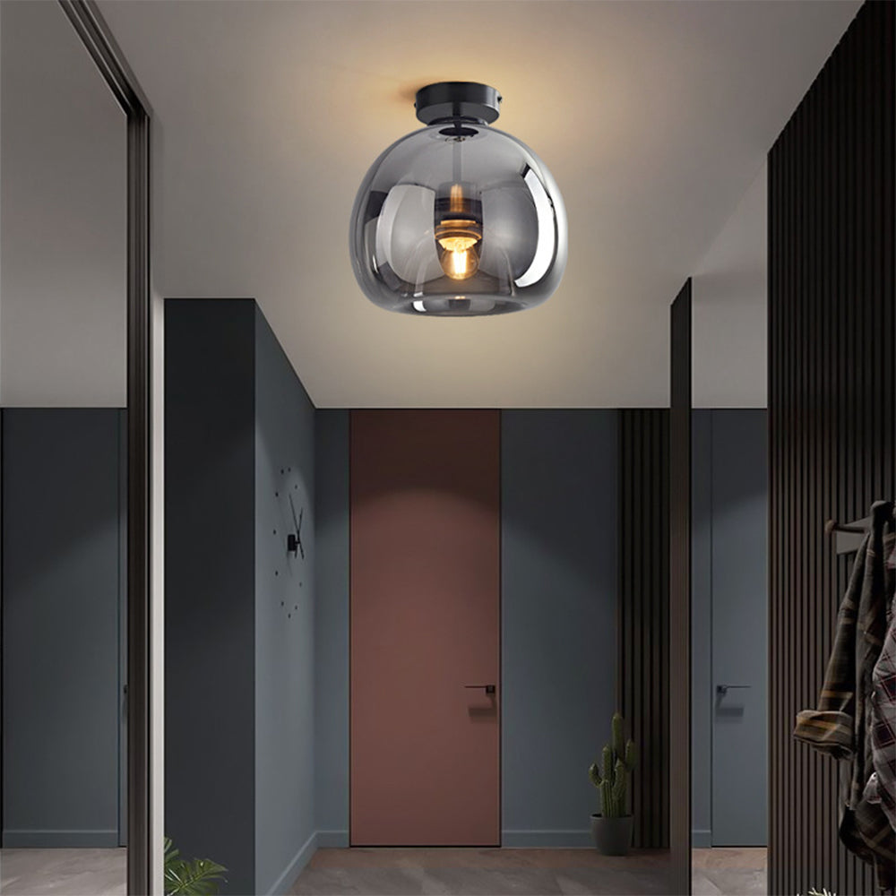 Noraya | Moderno Lampadario in Vetro e Rame con Attacco E27 per Illuminazione di Corridoi e Camere da Letto