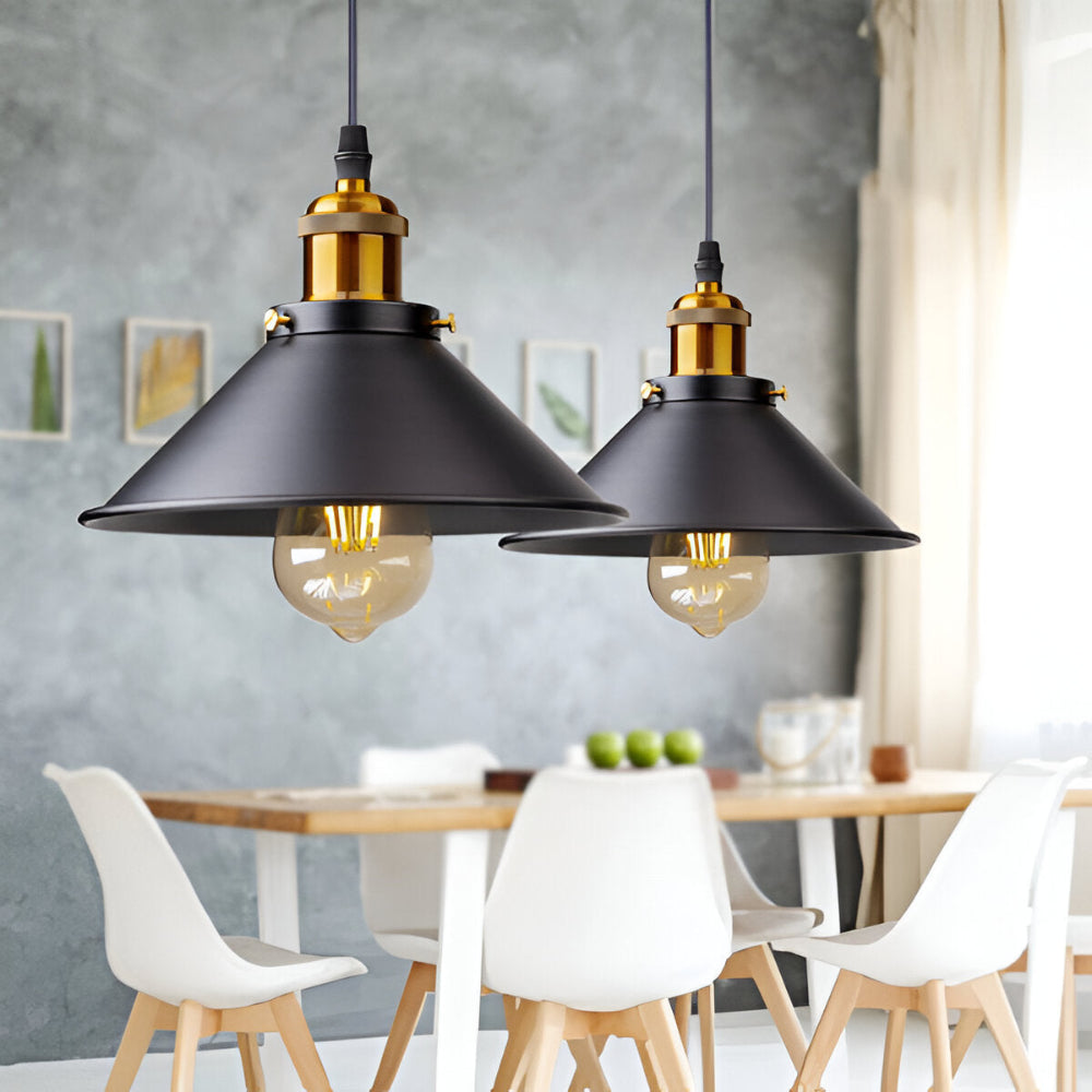 IndustraBell – Lampada a sospensione retro industriale in ferro con compatibilità LED