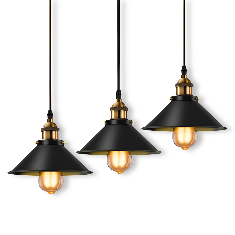 IndustraBell – Lampada a sospensione retro industriale in ferro con compatibilità LED