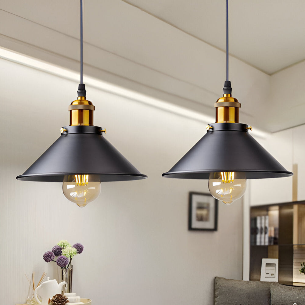 IndustraBell – Lampada a sospensione retro industriale in ferro con compatibilità LED