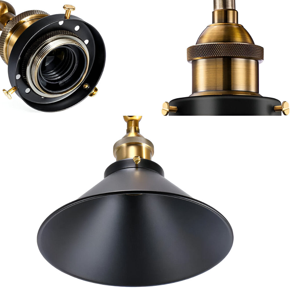 IndustraBell – Lampada a sospensione retro industriale in ferro con compatibilità LED