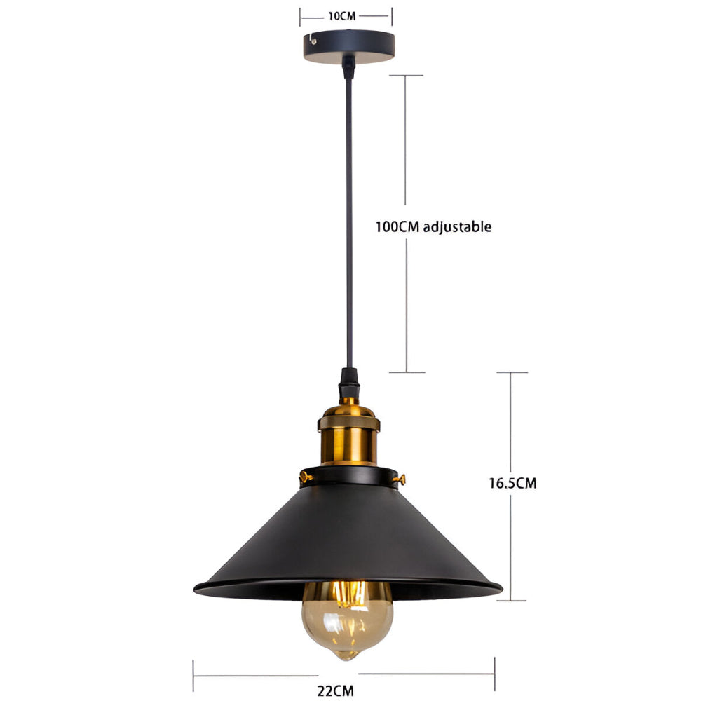 IndustraBell – Lampada a sospensione retro industriale in ferro con compatibilità LED