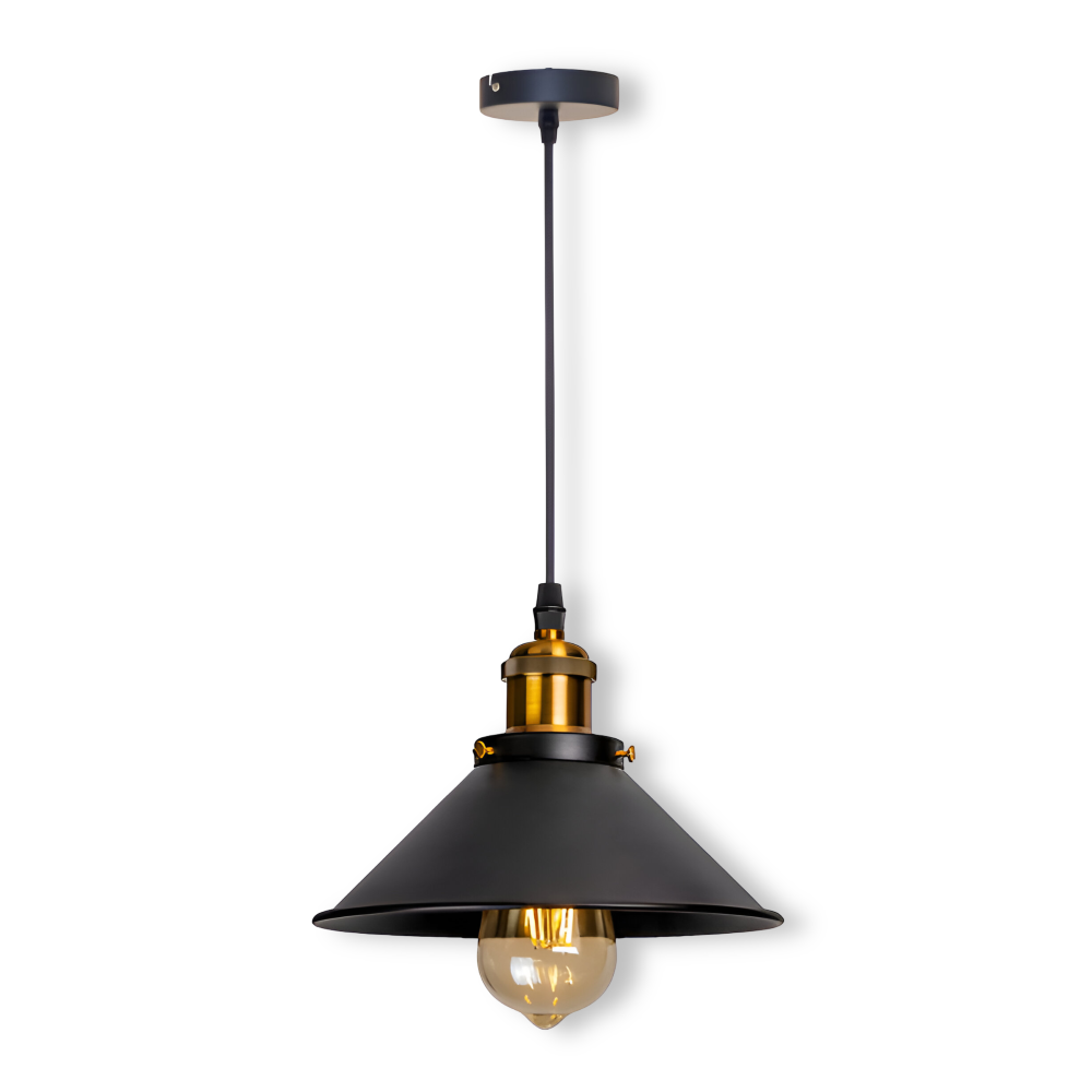 IndustraBell – Lampada a sospensione retro industriale in ferro con compatibilità LED