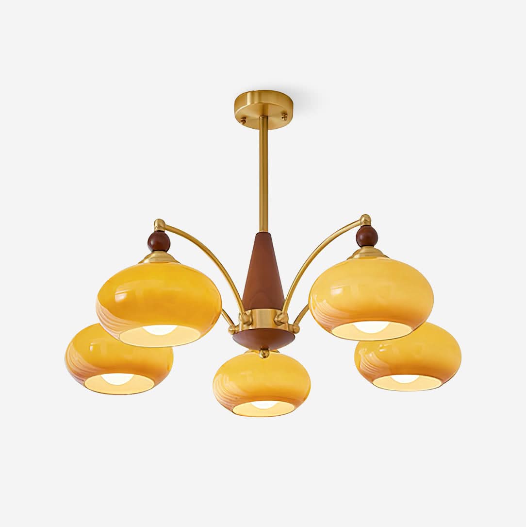 Lampadario Retro Melodica in Legno Vittoriano e Ottone