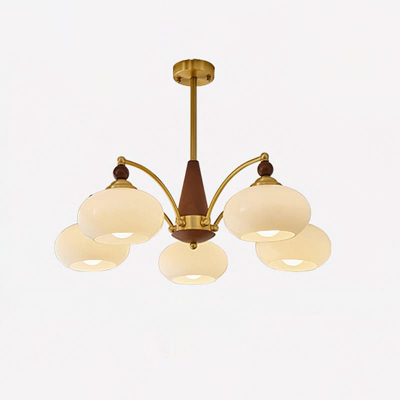 Lampadario Retro Melodica in Legno Vittoriano e Ottone