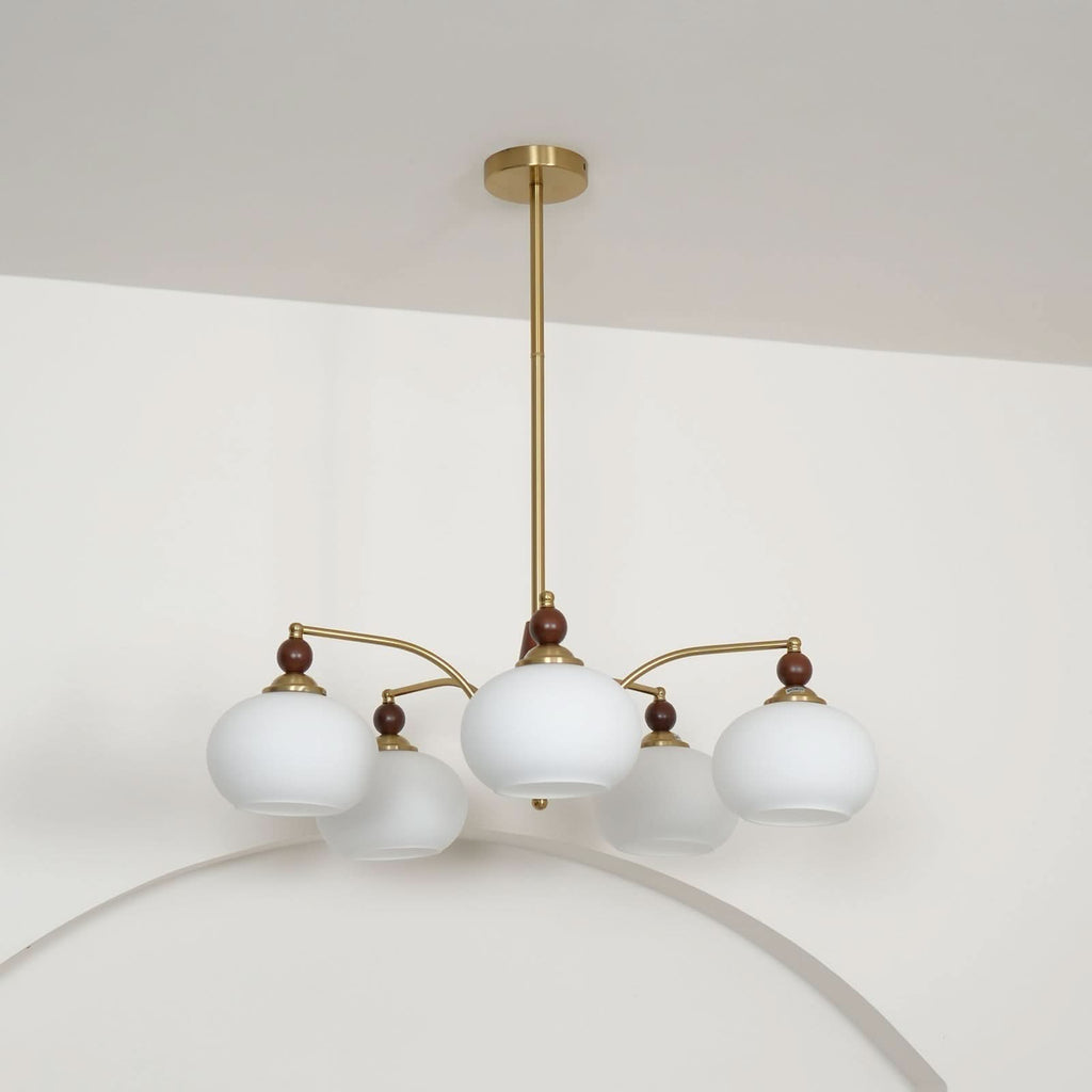 Lampadario Retro Melodica in Legno Vittoriano e Ottone