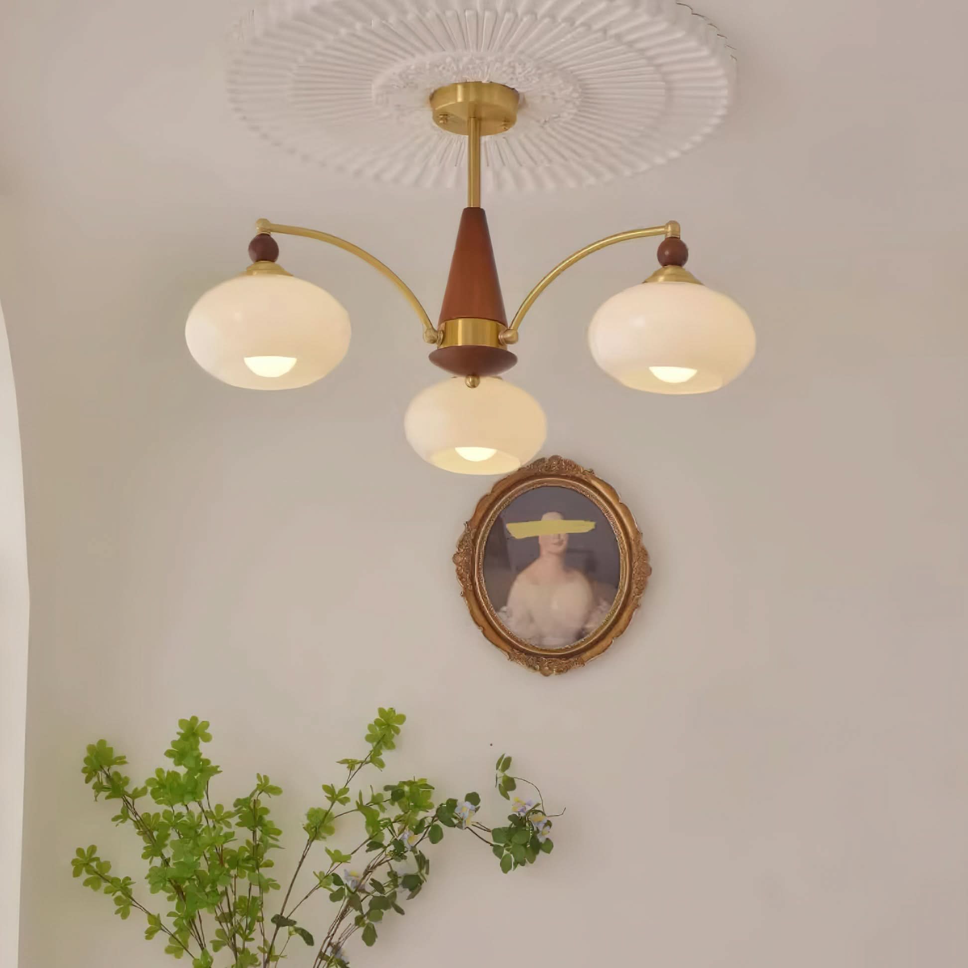 Lampadario Retro Melodica in Legno Vittoriano e Ottone