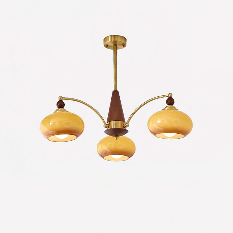 Lampadario Retro Melodica in Legno Vittoriano e Ottone