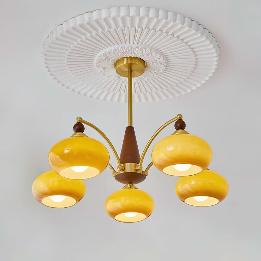 Lampadario Retro Melodica in Legno Vittoriano e Ottone