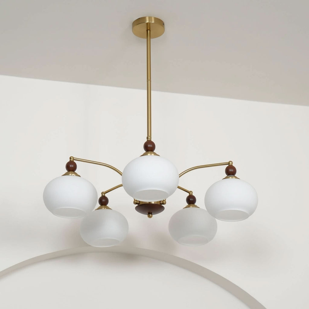 Lampadario Retro Melodica in Legno Vittoriano e Ottone
