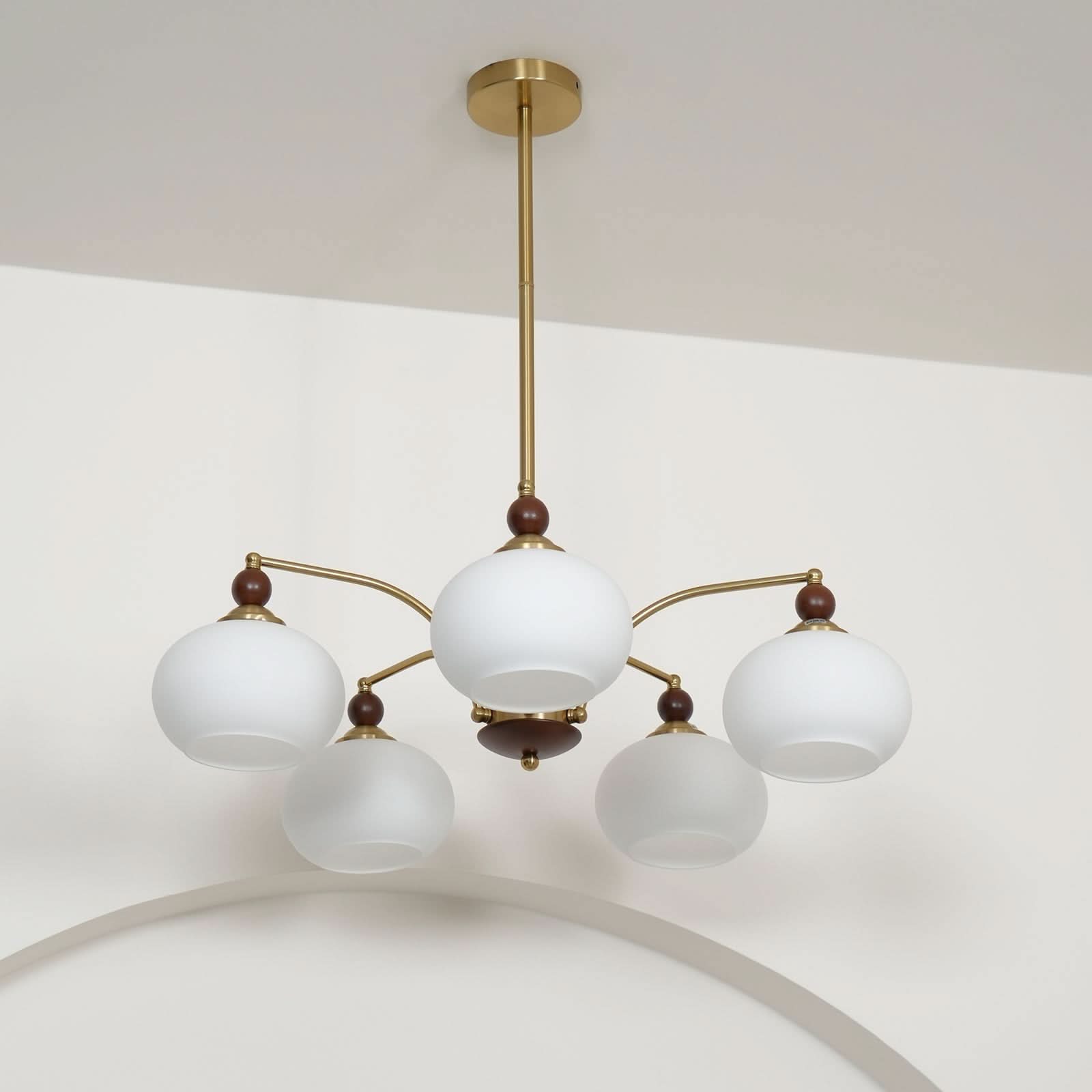 Lampadario Retro Melodica in Legno Vittoriano e Ottone
