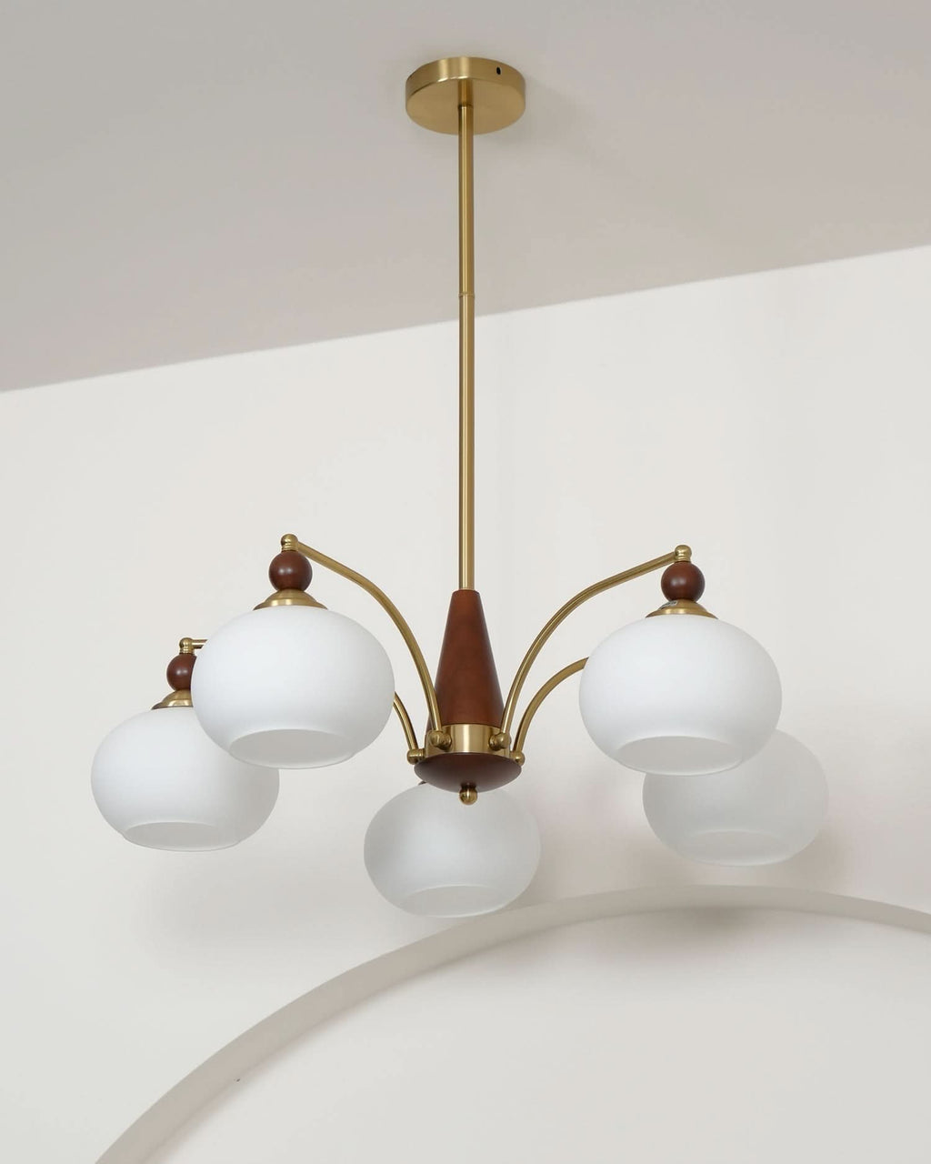 Lampadario Retro Melodica in Legno Vittoriano e Ottone